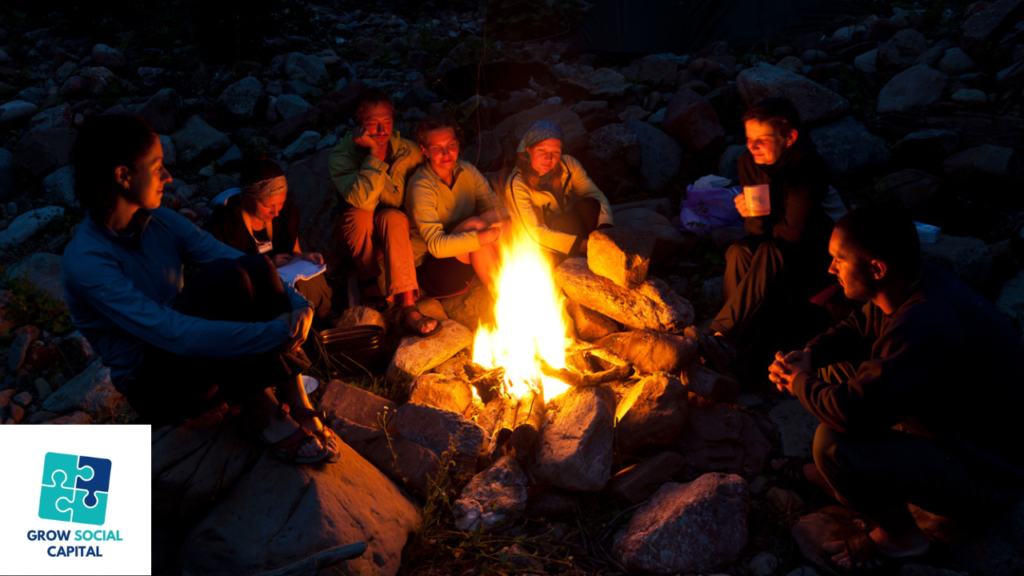 people round a campfire telling stories